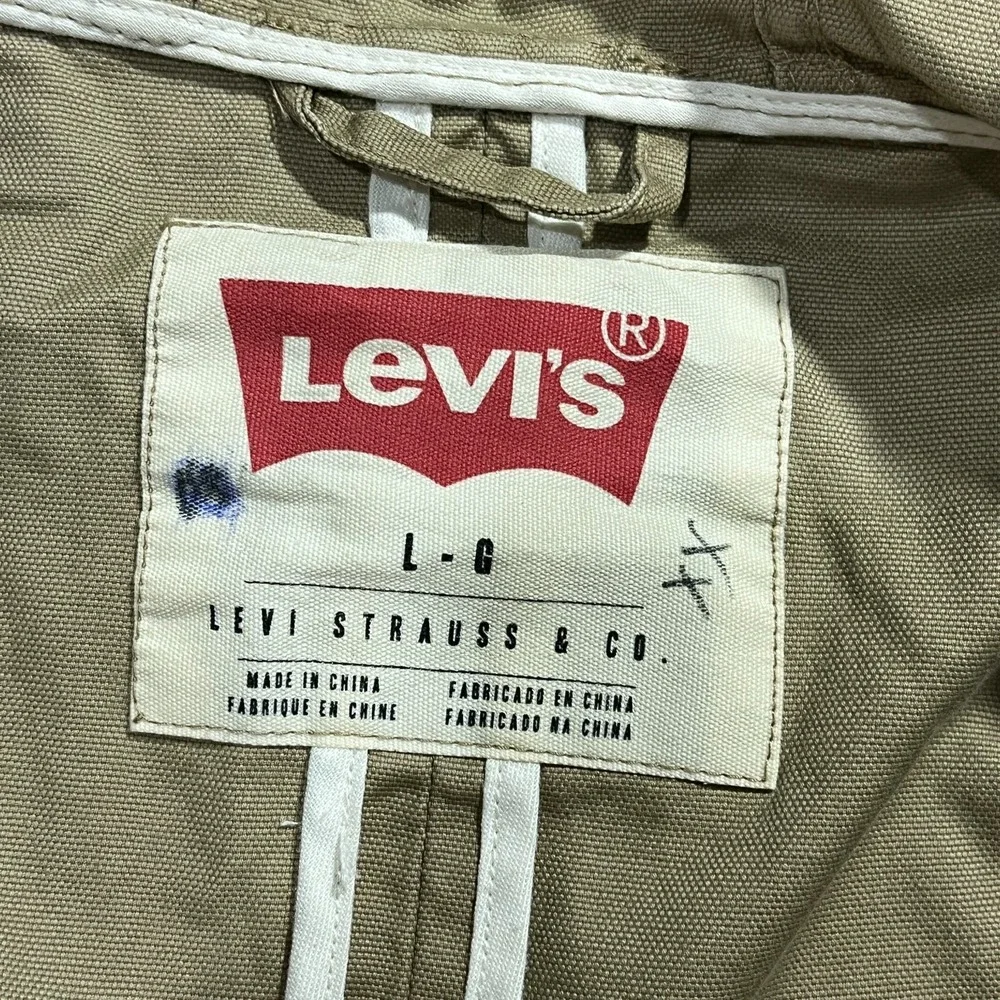 Levi's Jacket Mens‎ Large Canvas Hooded Full Zip Military Field Coat Pockets